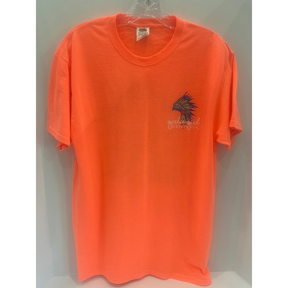 Girlie Girl Originals Stay Wild Neon Orange Headdress T-Shirt Mens Medium